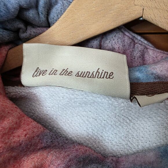 Wanakome Cowl Neck Pullover Size Small Tie Dye Hood Pocket Heavyweight Coral - Picture 14 of 16